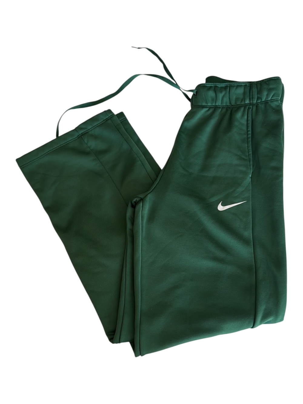 Nike womenโs Dark Green Athletic Joggers with White Swoosh